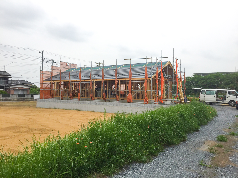 軒の深い大きな屋根の家