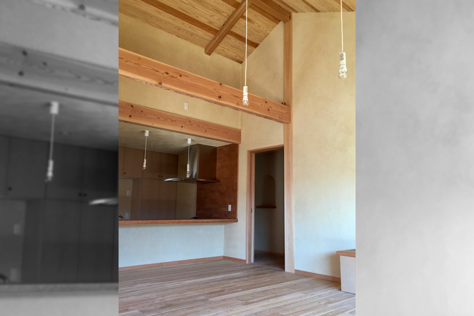 軒の深い大きな屋根の家