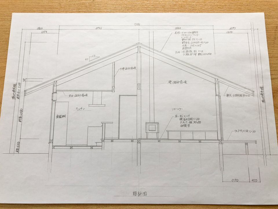 軒の深い大きな屋根の家