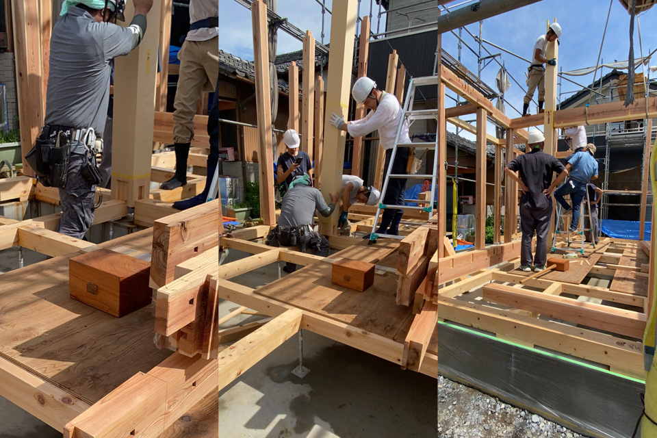 ウッドデッキでつながる家