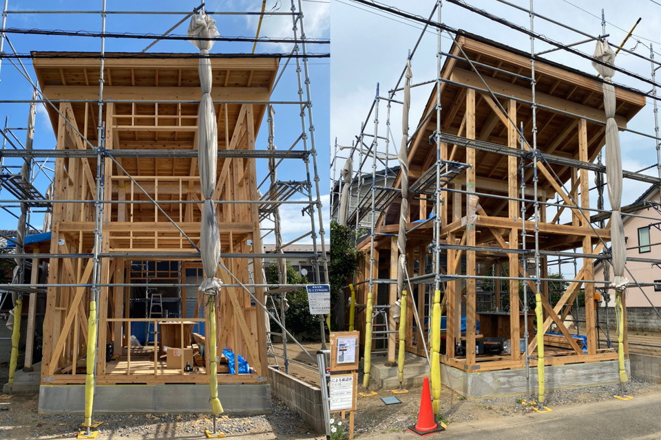 ウッドデッキでつながる家